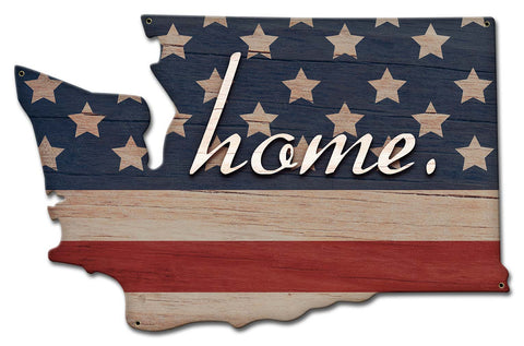 American Flag Home Washington Small Metal Sign