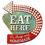 3-D Eat Here Arrow Metal Sign