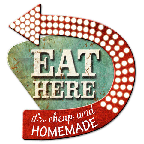 3-D Eat Here Arrow Metal Sign