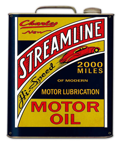 Streamline Motor Oil Can Metal Sign