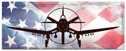 Planes Corsair American Flag Metal Sign