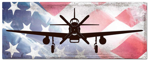 Planes P 51 Mustang American Flag Metal Sign