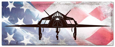 Planes F117 Stealth Fighter American Flag Metal Sign