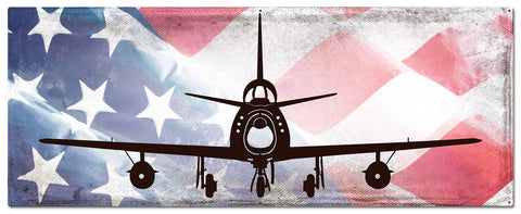 Planes F86F Sabre American Flag Metal Sign
