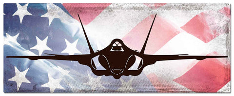 Planes Navy F-35 American Flag Metal Sign