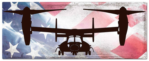 Planes V22 Osprey American Flag Metal Sign