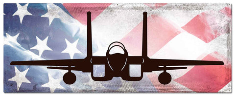 Planes F-15 American Flag Metal Sign