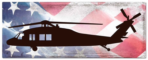 Planes H 60 Helicopter American Flag Metal Sign