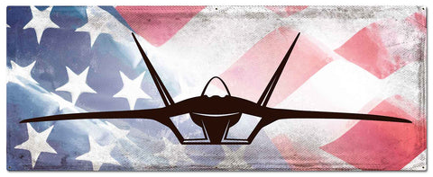 Planes F-22 American Flag Metal Sign