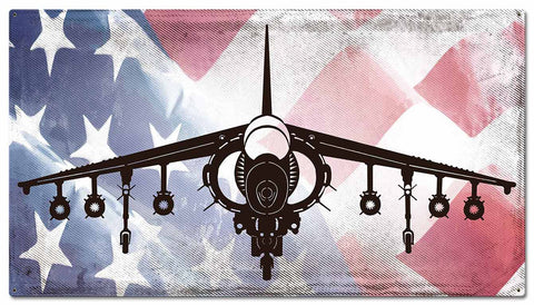 Planes Harrier American Flag Metal Sign