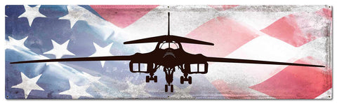 Planes B1B Bomber American Flag Metal Sign