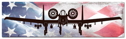 Planes A10A Thunderbolt II American Flag Metal Sign