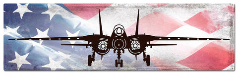 Planes F14 Tomcat American Flag Metal Sign