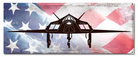 Planes F117 Stealth Fighter American Flag Metal Sign