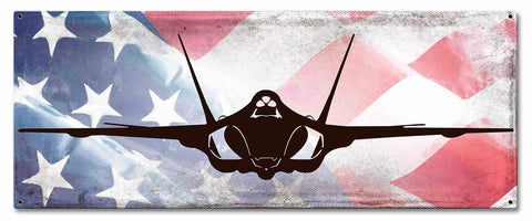 Planes Navy F 35 American Flag Metal Sign