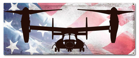 Planes V22 Osprey American Flag Metal Sign