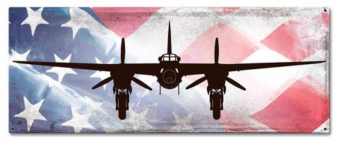 Planes Mosquito DH 98 American Flag Metal Sign