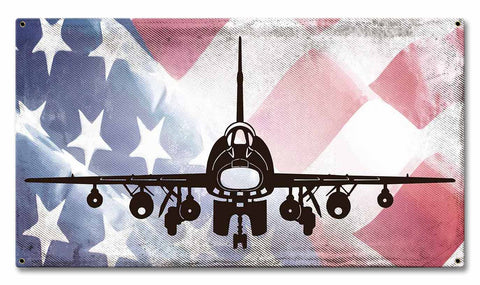 Planes Super Sabre American Flag Metal Sign