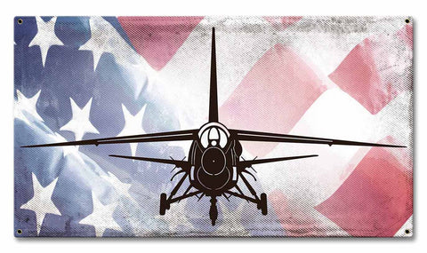 Planes F 8J Crusader American Flag Metal Sign