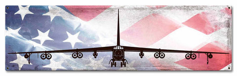 Planes B52 Stratofortress American Flag Metal Sign