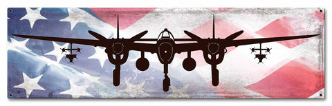 Planes Lighting Plane American Flag Metal Sign