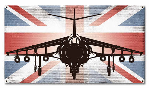 Planes Harrier UK Flag Metal Sign