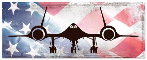 Planes SR-71 American Flag Metal Sign