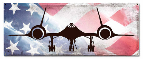 Planes SR-71 American Flag Metal Sign