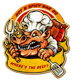 HOT N SPICY BBQ Metal Sign
