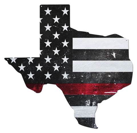 Texas Thin Red Line American Flag Metal Sign