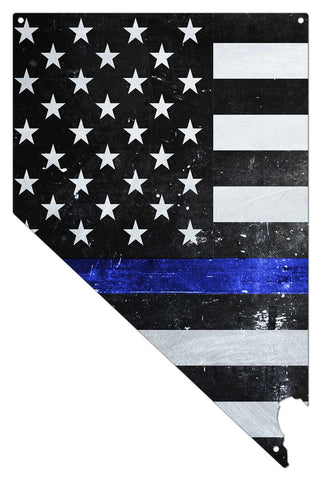 Nevada Thin Blue Line American Flag Metal Sign