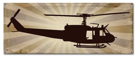 Huey Helicopter Profile Metal Sign