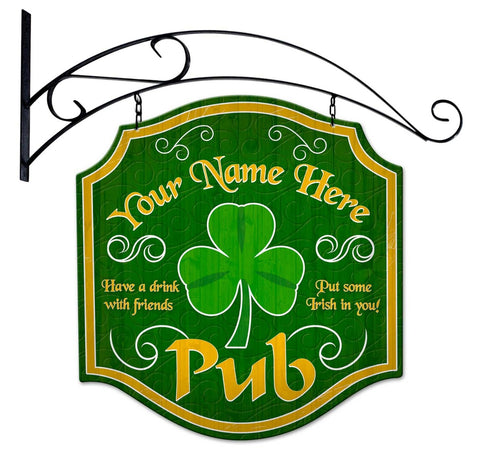 Irish Pub Double Sided With Hanger - Personalized Metal Sign