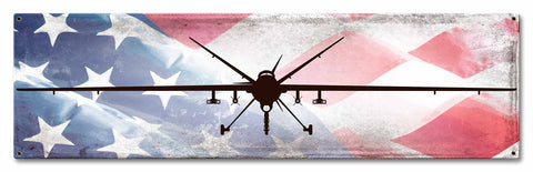 Planes MQ-9 Reaper American Flag Metal Sign