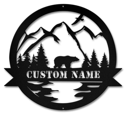 Alpine Bear Cutout - Personalized Metal Sign