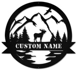 Alpine Moose Cutout   Personalized Metal Sign
