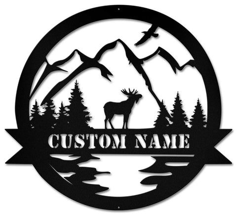 Alpine Moose Cutout - Personalized Metal Sign