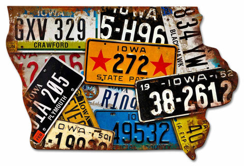 Iowa License Plates Metal Sign