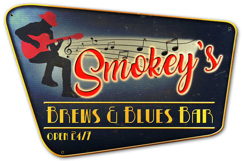 Smokey's Blues Bar Metal Sign