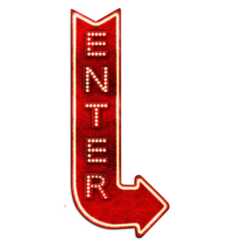 Enter Rt Arrow 3D 15 x 34 Custom Shape Metal Sign