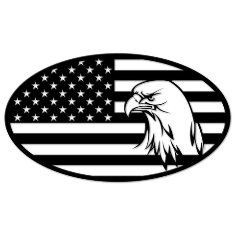 Flag Eagle Oval Silhouette 28 X 16 vintage metal sign Metal Sign