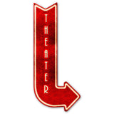 Theater Right Arrow Metal Sign 15in X 34in Metal Sign