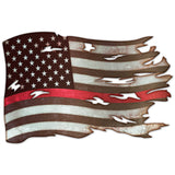 PSB393 - RED LINE TATTHERED FLAG Metal Sign