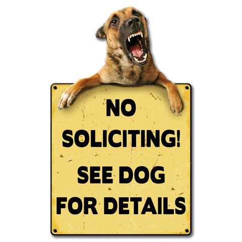 PSB396   NO SOLICITING SEE DOG Metal Sign