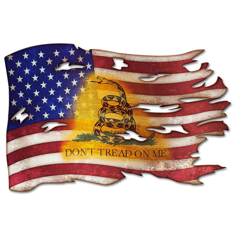 PSB403 - Don't Tread Tattered Flag Metal Sign