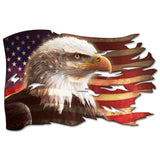 PSB407   Bald Eagle Tattered Flag Metal Sign