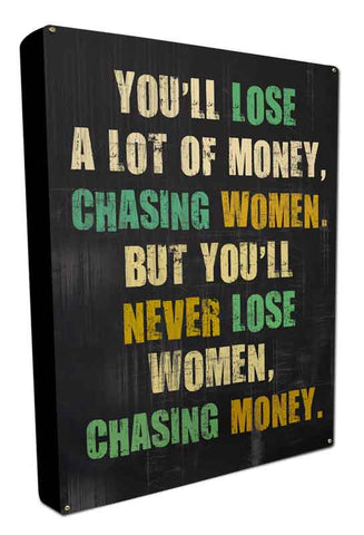 Chasing Woman Vintage Sign Metal Sign