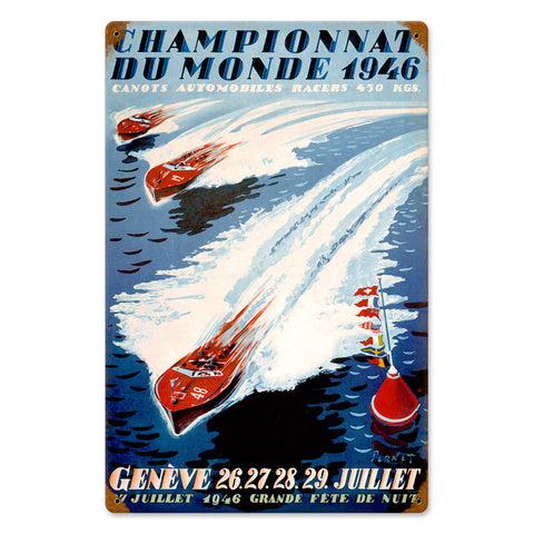 World Champion Boating Vintage Sign Metal Sign