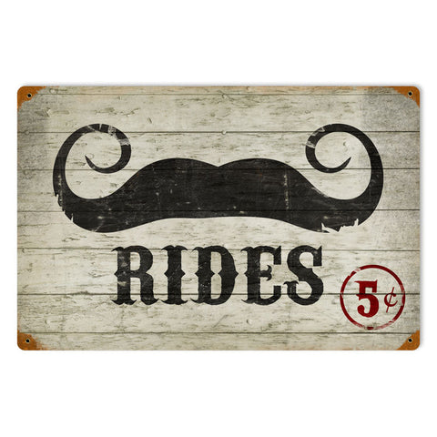 Mustache-Rides-5-Cents-Vintage-Sign-Metal-Sign
