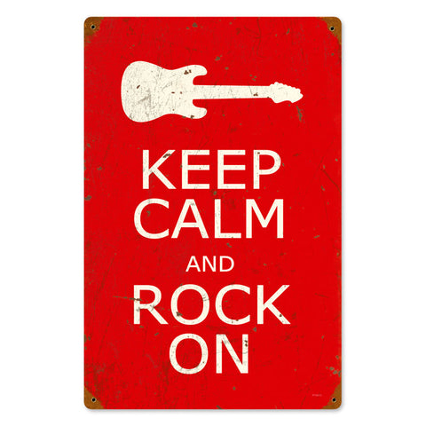Keep Calm And Rock On Vintage Sign Metal Sign
